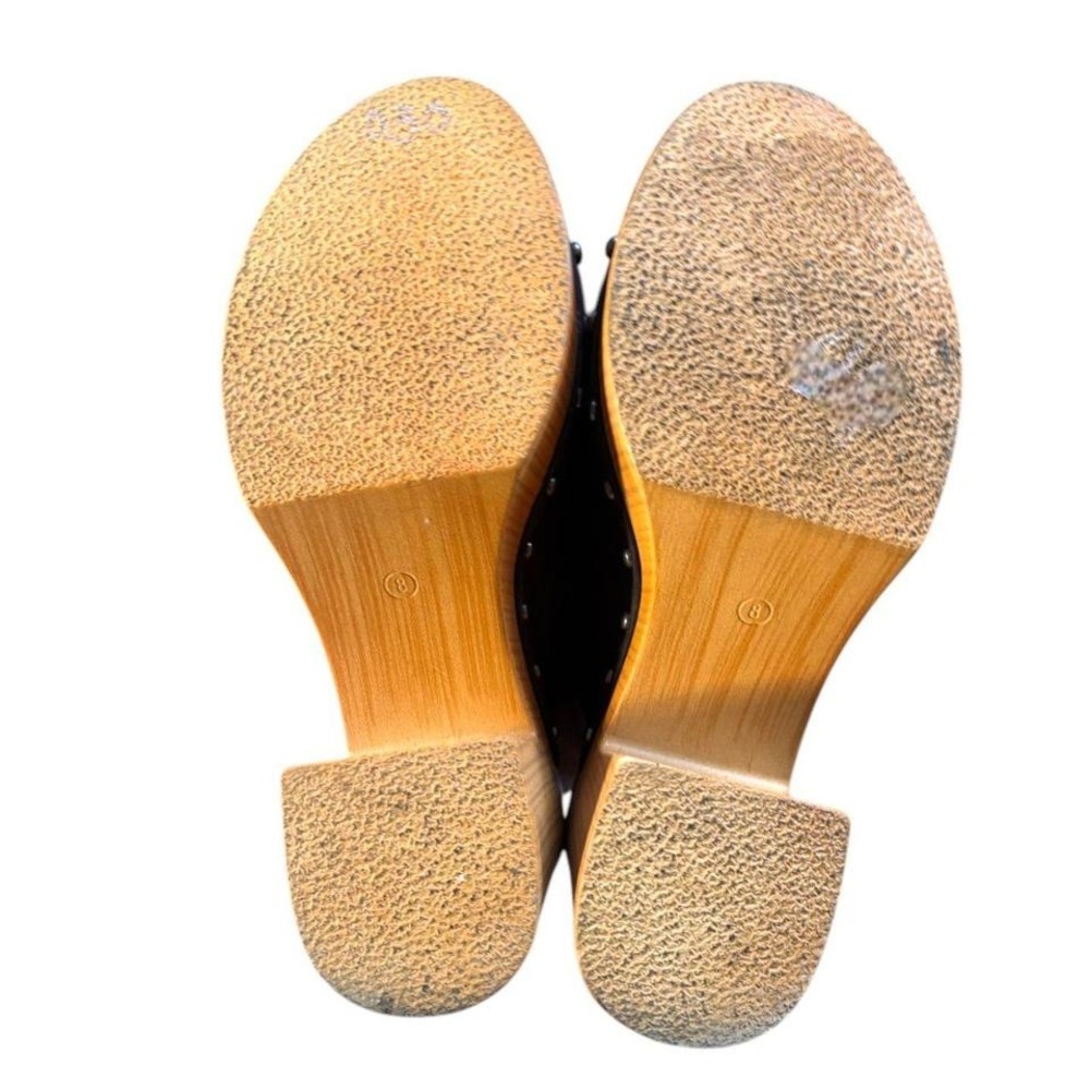MIA Black Suede Studded Wooden Platform Clogs - Picture 4 of 4